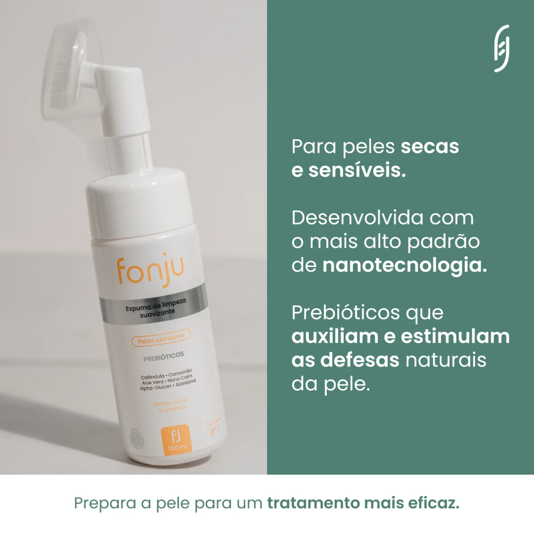 Espuma de Limpeza Suavizante Peles Secas e Sensíveis 150 ml - Fonju