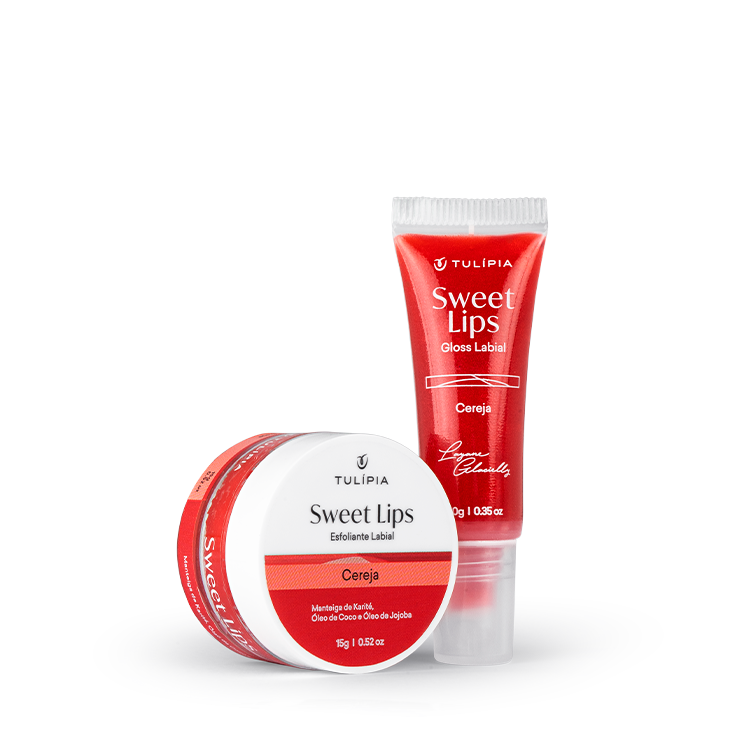 KIT Sweet Lips Gloss e Esfoliante Cereja - Tulipia