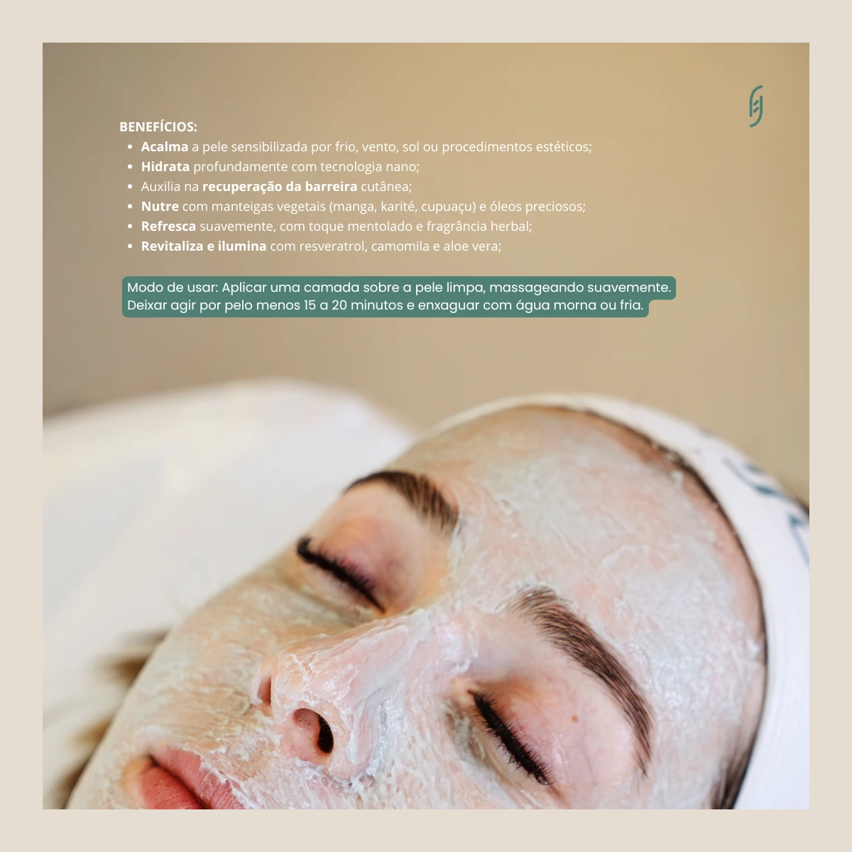 Máscara Facial Calmante e Reparadora – Frescor das Oliveiras (100g)