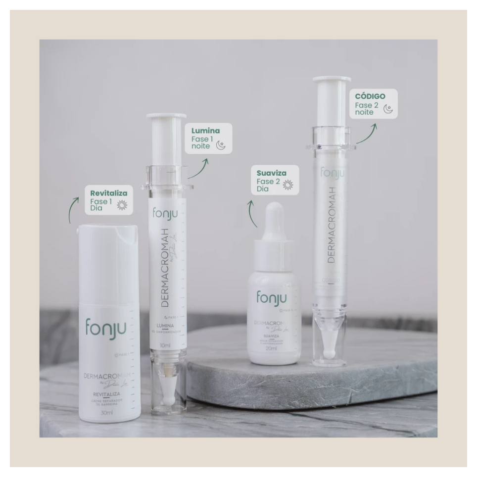 Kit Linha Dermacromah – Tratamento Facial Intensivo - 4 produtos, Revitaliza, Lumina, Suaviza e Código