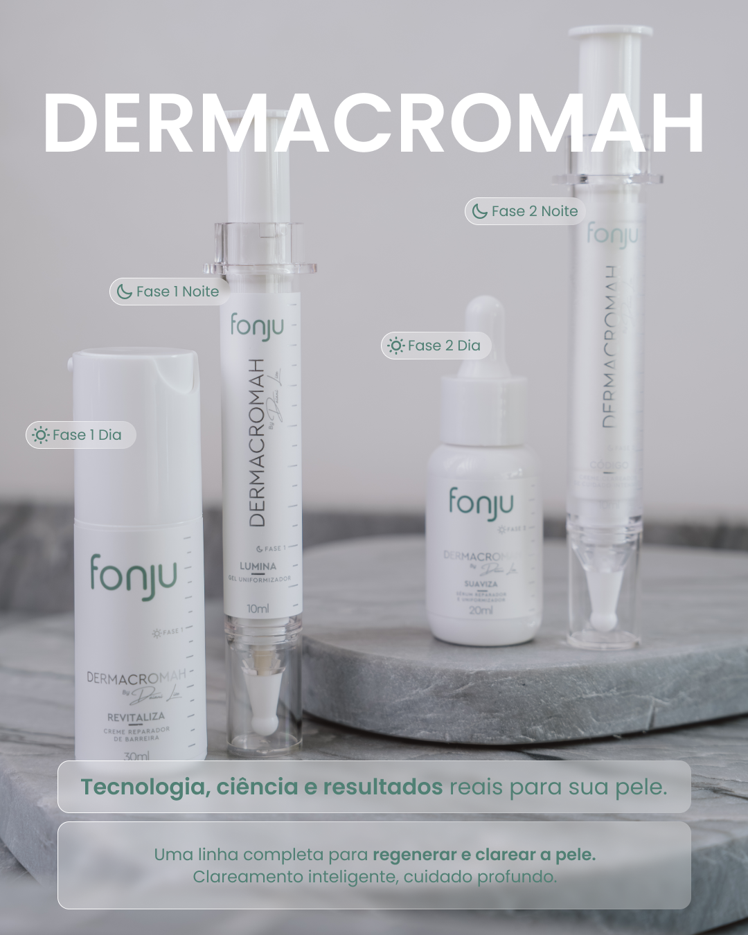 Kit Linha Dermacromah – Tratamento Facial Intensivo - 4 produtos, Revitaliza, Lumina, Suaviza e Código