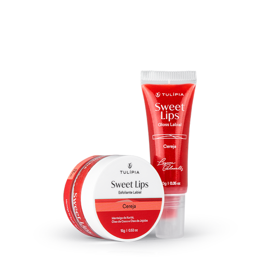 KIT Sweet Lips Gloss e Esfoliante Cereja - Tulipia